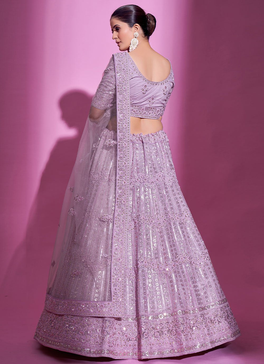 Lehenga Choli Net Purple Dori Work Lehenga Choli