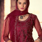 Salwar Suit Net Maroon Embroidered Salwar Kameez