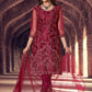 Salwar Suit Net Maroon Embroidered Salwar Kameez