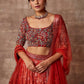 A Line Lehenga Organza Orange Embroidered Lehenga Choli