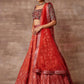 A Line Lehenga Organza Orange Embroidered Lehenga Choli