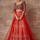 A Line Lehenga Organza Orange Embroidered Lehenga Choli