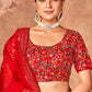 Lehenga Choli Organza Red Embroidered Lehenga Choli