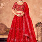 Lehenga Choli Organza Red Embroidered Lehenga Choli