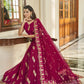 A Line Lehenga Organza Magenta Embroidered Lehenga Choli