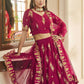 A Line Lehenga Organza Magenta Embroidered Lehenga Choli