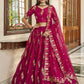 A Line Lehenga Organza Magenta Embroidered Lehenga Choli