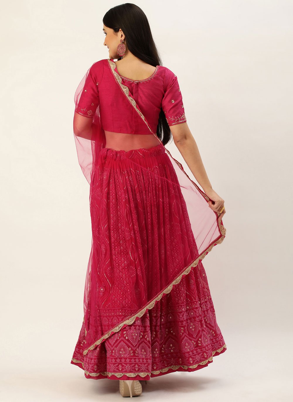 Lehenga Choli Georgette Pink Embroidered Lehenga Choli