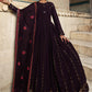 Gown Georgette Purple Embroidered Gown