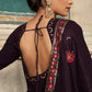 Gown Georgette Purple Embroidered Gown