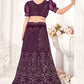 Lehenga Choli Net Purple Embroidered Lehenga Choli