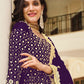 Salwar Suit Georgette Purple Embroidered Salwar Kameez