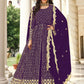 Salwar Suit Georgette Purple Embroidered Salwar Kameez