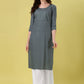 Casual Kurti Rayon Grey Embroidered Kurtis