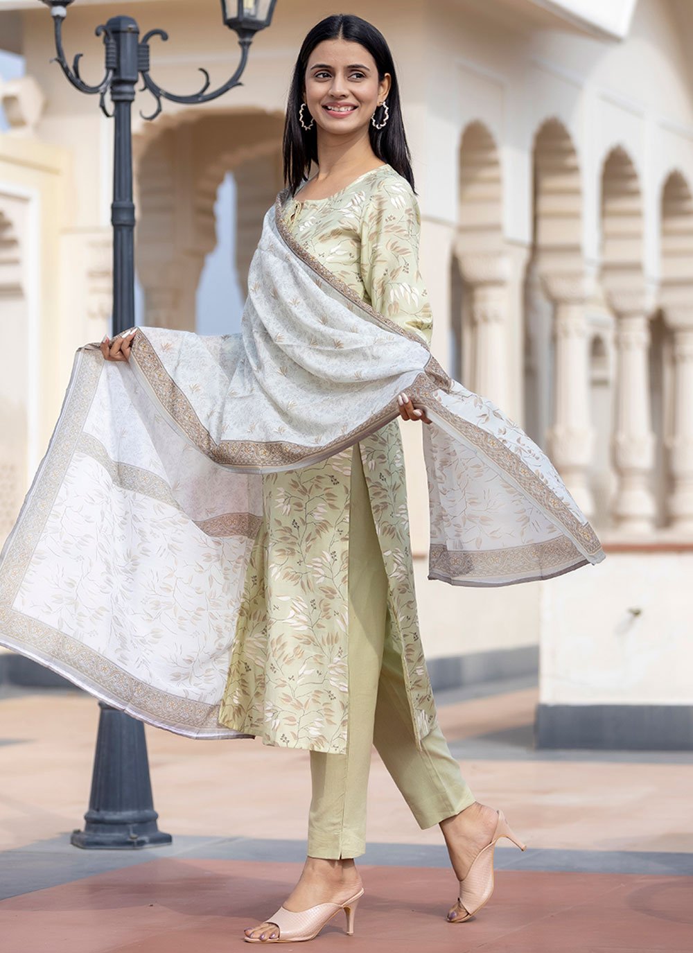 Salwar Suit Silk Sea Green Sequins Salwar Kameez