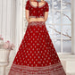 A Line Lehenga Velvet Maroon Embroidered Lehenga Choli