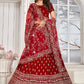 A Line Lehenga Velvet Maroon Embroidered Lehenga Choli