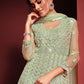 Floor Lenght Salwar Suit Net Sea Green Embroidered Salwar Kameez