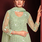 Floor Lenght Salwar Suit Net Sea Green Embroidered Salwar Kameez