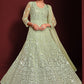Floor Lenght Salwar Suit Net Sea Green Embroidered Salwar Kameez
