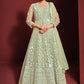 Floor Lenght Salwar Suit Net Sea Green Embroidered Salwar Kameez