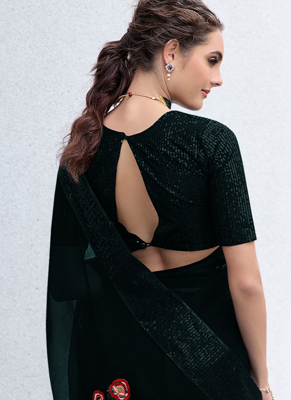 Classic Shimmer Black Sequins Saree