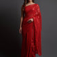 Classic Georgette Silk Red Embroidered Saree