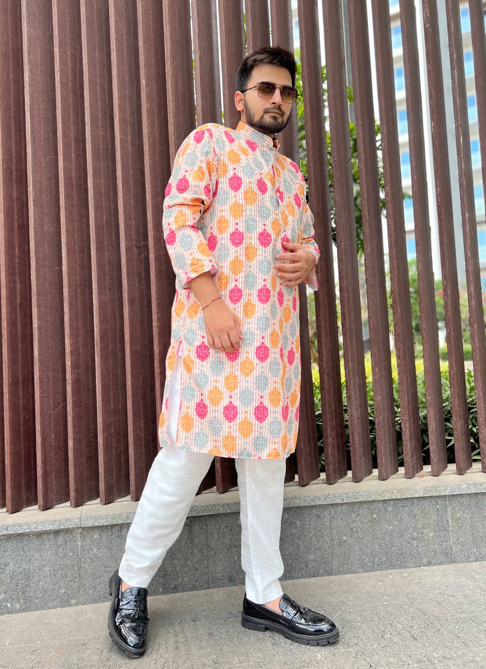 Kurta Pyjama Soft Cotton Multi Colour Embroidered Mens