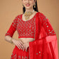 Lehenga Choli Faux Georgette Red Embroidered Lehenga Choli