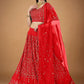 Lehenga Choli Faux Georgette Red Embroidered Lehenga Choli