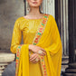 Salwar Suit Georgette Yellow Embroidered Salwar Kameez