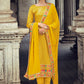 Salwar Suit Georgette Yellow Embroidered Salwar Kameez