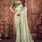 Trendy Saree Satin Silk Green Embroidered Saree