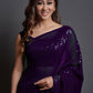 Trendy Saree Georgette Silk Violet Embroidered Saree