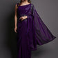 Trendy Saree Georgette Silk Violet Embroidered Saree