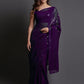 Trendy Saree Georgette Silk Violet Embroidered Saree