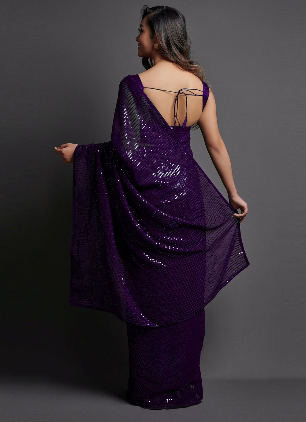 Trendy Saree Georgette Silk Violet Embroidered Saree