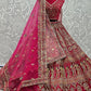 Lehenga Choli Velvet Pink Embroidered Lehenga Choli