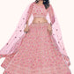 A Line Lehenga Net Pink Sequins Lehenga Choli