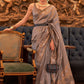 Contemporary Handloom Silk Tussar Silk Brown Sequins Saree