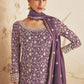 Palazzo Salwar Suit Chinon Georgette Lavender Sequins Salwar Kameez