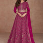 Gown Georgette Fuchsia Embroidered Gown