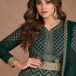 Gown Georgette Green Embroidered Gown