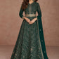 Gown Georgette Green Embroidered Gown