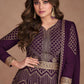 Gown Georgette Purple Embroidered Gown