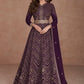 Gown Georgette Purple Embroidered Gown