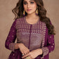Palazzo Salwar Suit Georgette Purple Embroidered Salwar Kameez