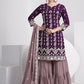 Sharara Set Faux Georgette Purple Embroidered Salwar Kameez