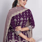 Sharara Set Faux Georgette Purple Embroidered Salwar Kameez
