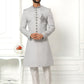 Sherwani Art Silk Grey Embroidered Mens